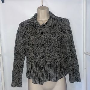 "petite focus"  Vintag Evening Short floral Jacket Bolero Black/white Petite 8